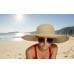 Wide Brim Straw Hat with Braided Straw Trim - Natural - HT-6044NAT